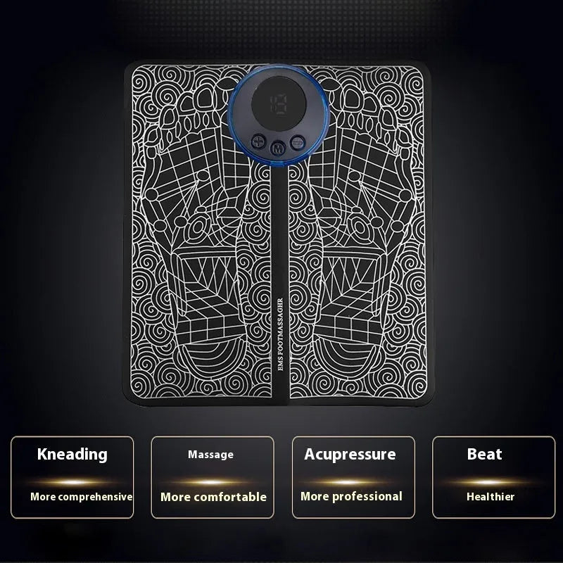 Remote control foot massage cushion with LCD display and leather surface
