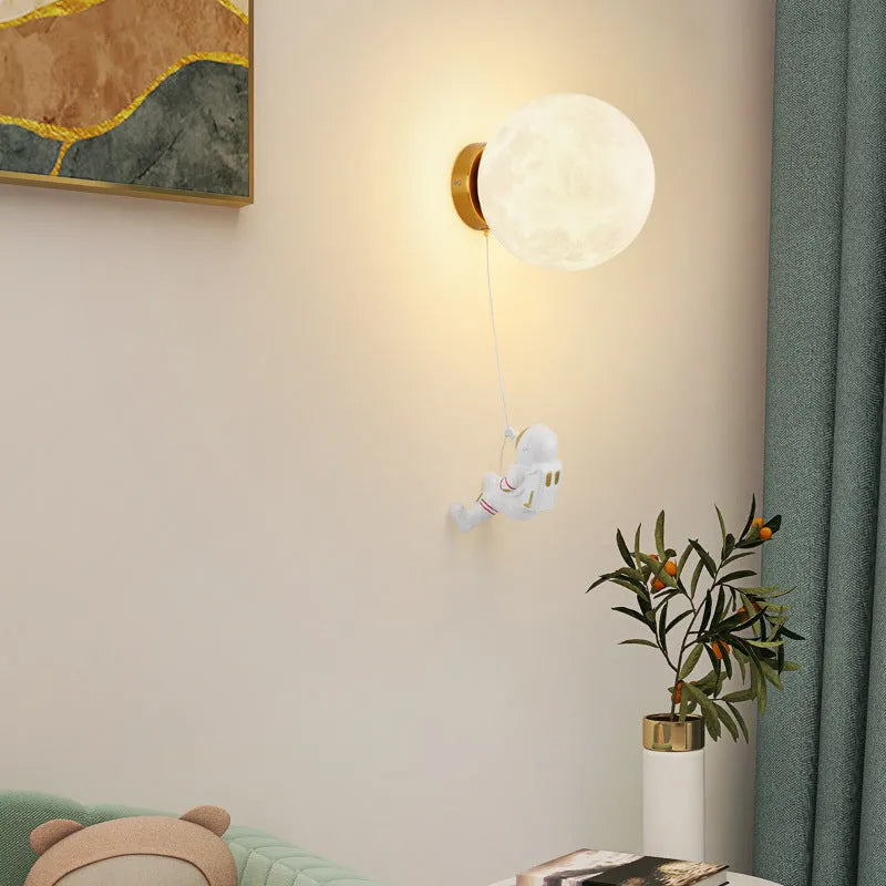 Children's room moon wall lamp modern minimalist Nordic 15cm diameter LED light fixture