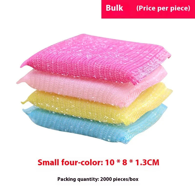 Macaron coloured pinstripe fabric sponge scrubbing mop for dishwashing measuring 12 by 8.5 centimetres