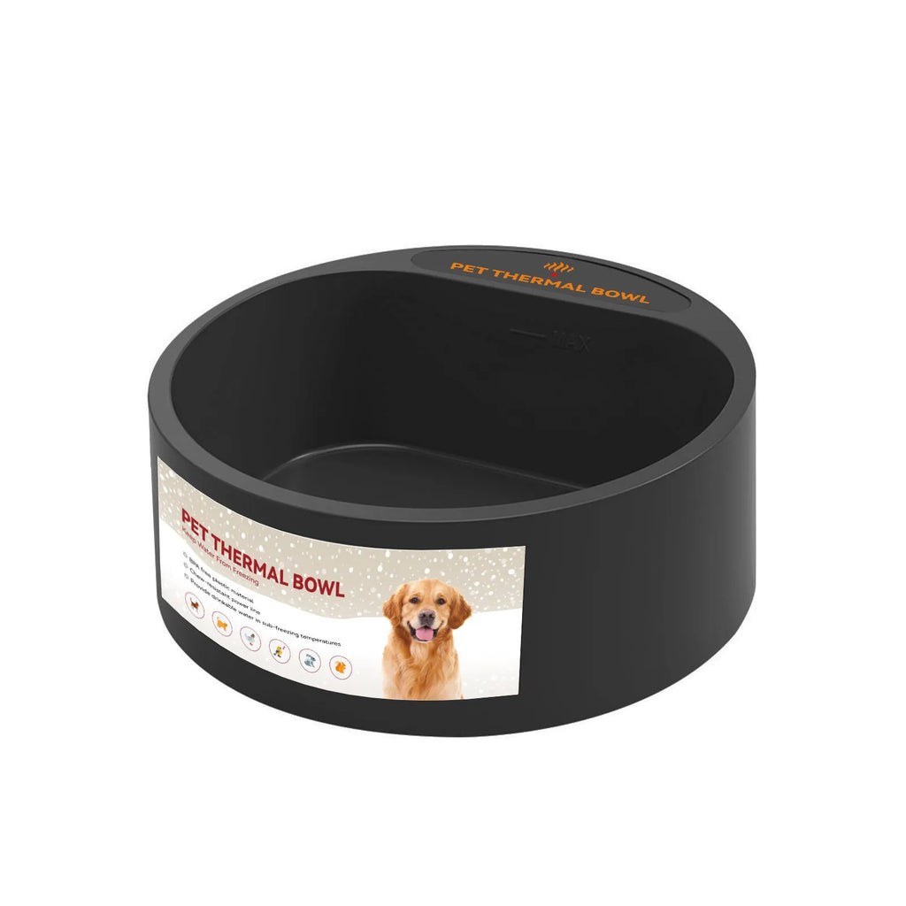 Black ABS plastic electric pet heating bowl with 2.2 litre capacity