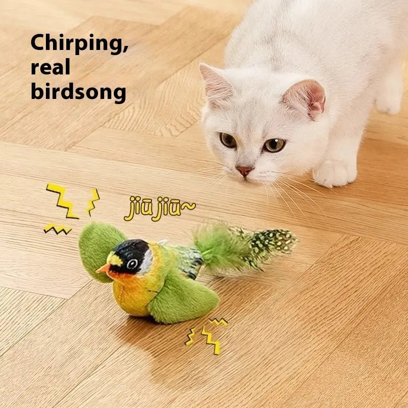 Cat toy simulation will call bird plush hanging teaser with swinging bird and sound for indoor cats