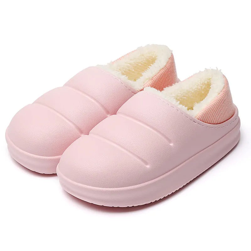 Women's waterproof cotton slippers with plush lining in multiple colour options