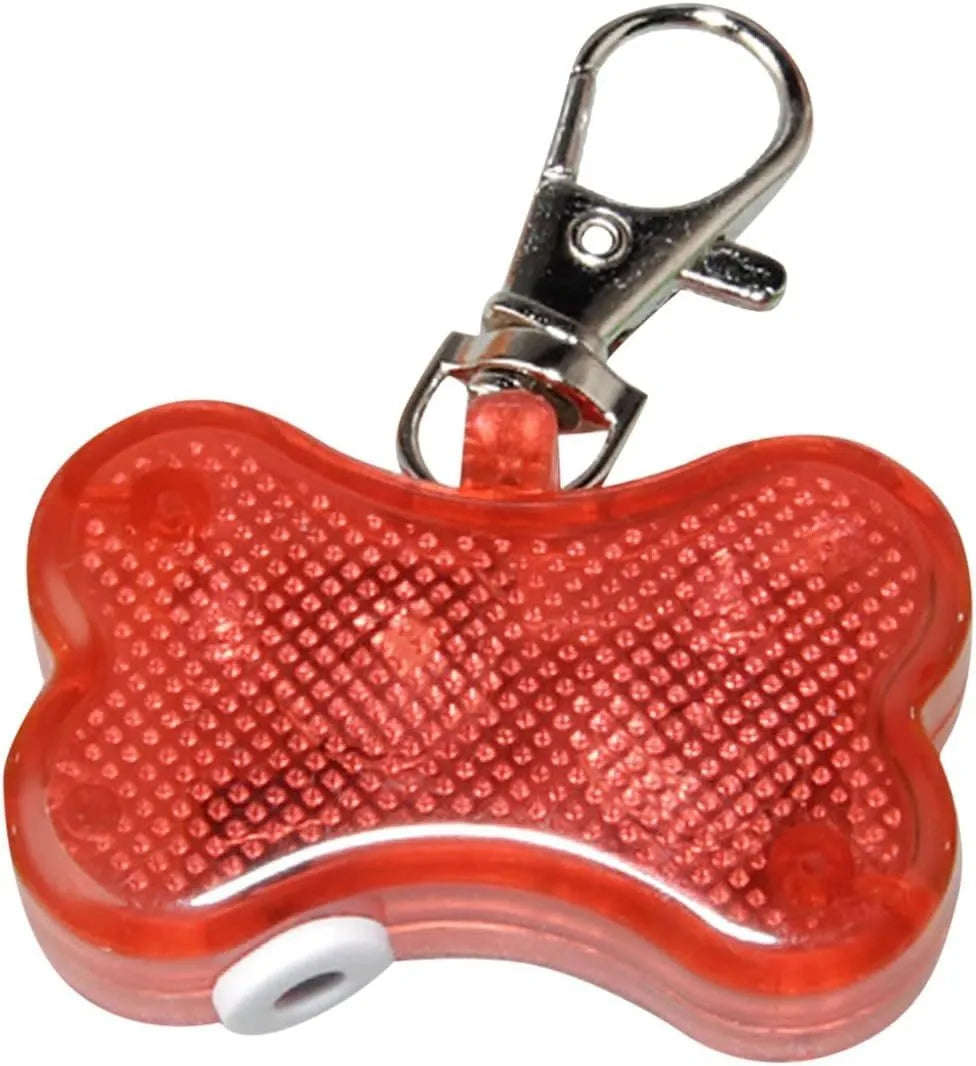 Bone-shaped LED luminous pendant for pet collars in multiple colours with three lighting modes
