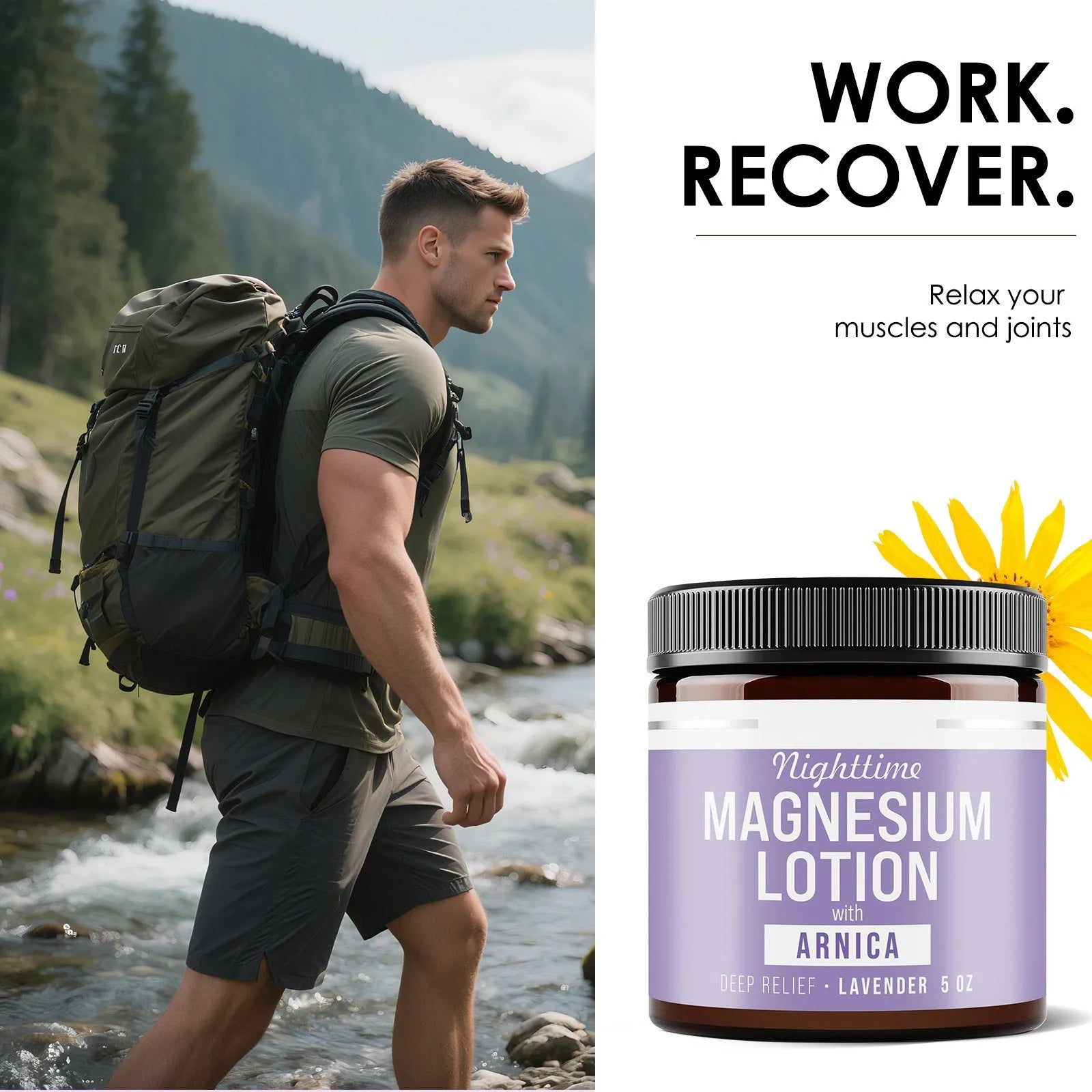 150ml jar of Magnesium Body Butter Cream with shea butter and arnica extract for skin hydration