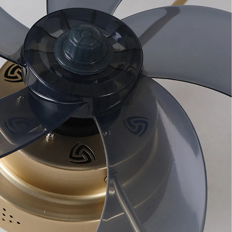 Nordic ceiling fan lamp with LED light in coffee gold finish, 50cm diameter with remote control