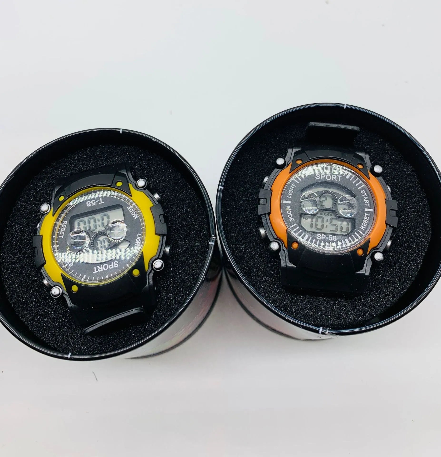 Digital electronic watch for children with silicone strap, plastic case, and multiple functions