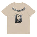 Loose fit cotton summer T-shirt in grey colour with short sleeves and round neck