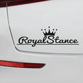 Colourful reflective crown shape car sticker made from PET vinyl, shown with dimensions.