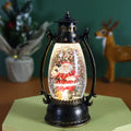 Crystal ball oil lamp Christmas ornament with LED light, snowman or elderly figure theme.