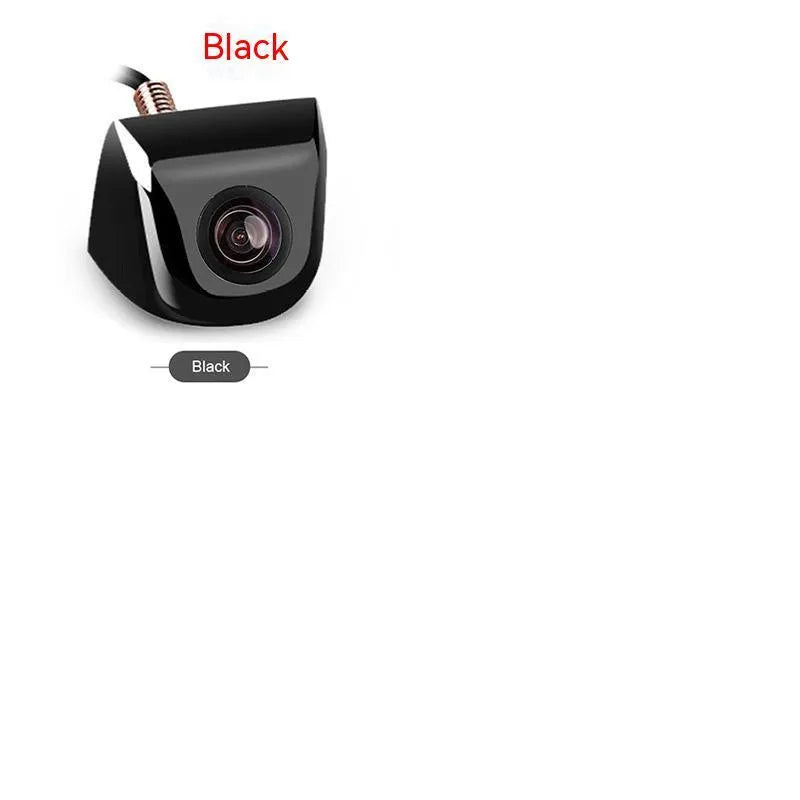 Black screw-mount car rearview camera with night vision and waterproof metal housing.
