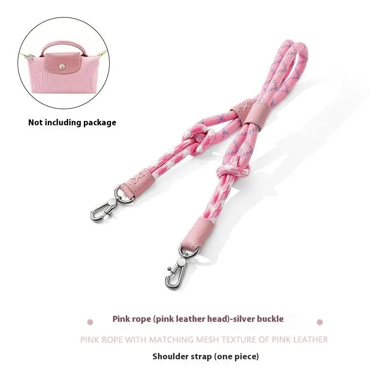 Braided nylon and cowhide leather crossbody strap with alloy buckle for bag modification