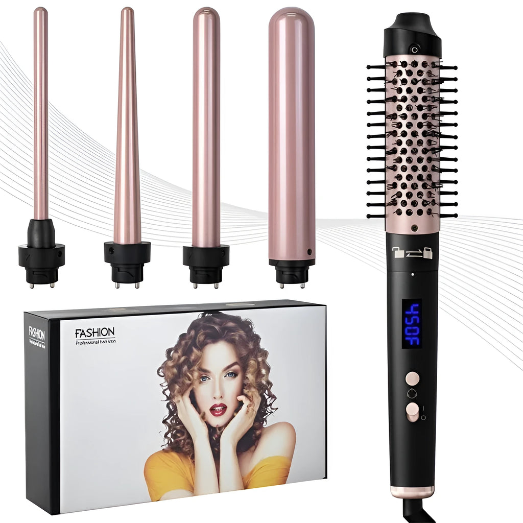 Automatic large wave hair curler with ABS body in rose gold or black colour with 3 headbands