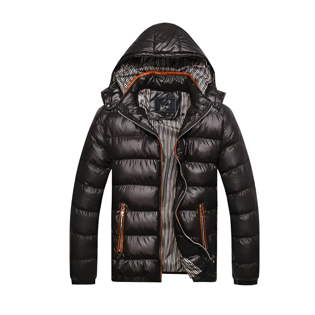 Winter puffer jacket in Black, quilted padding, available in sizes M to 7XL