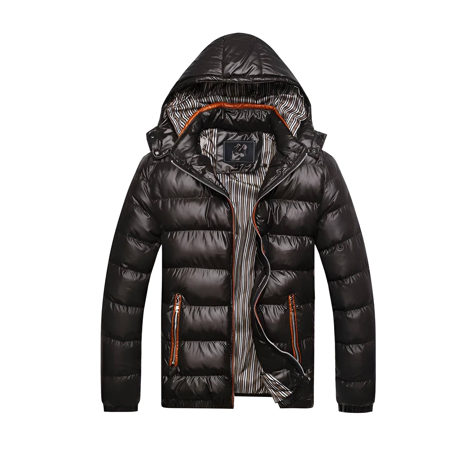Winter puffer jacket in Black, quilted padding, available in sizes M to 7XL