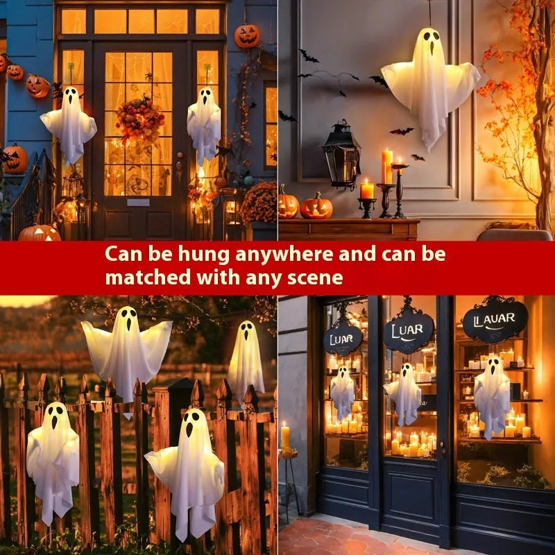 Luminous white ghost horror light with cloth construction for Halloween indoor party arrangements