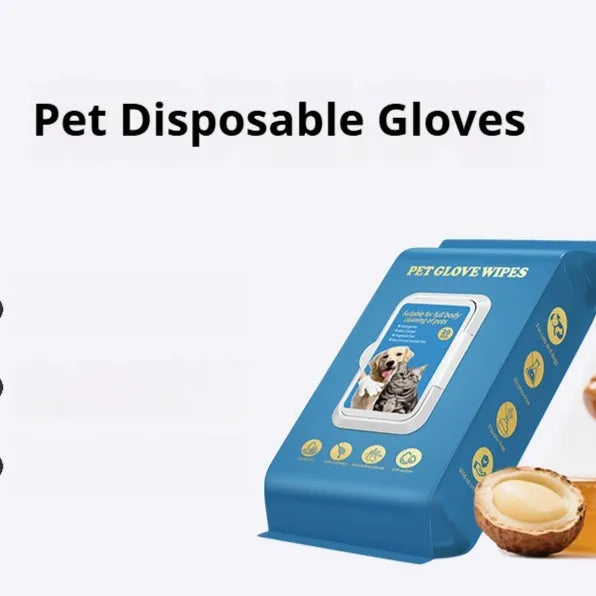 Disposable pet grooming gloves for cats and dogs in 20-piece packaging