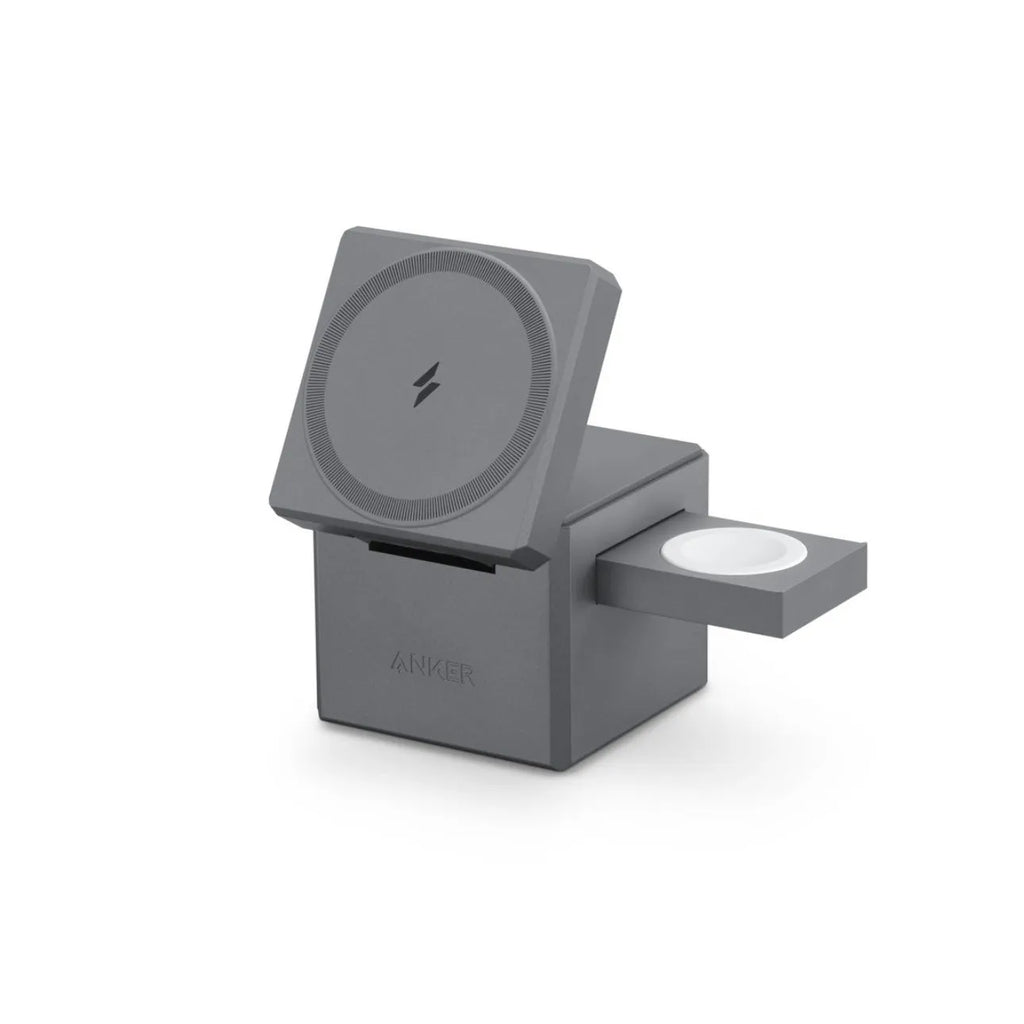 Black foldable magnetic wireless charger for iPhone, AirPods and Apple Watch with Type-C port