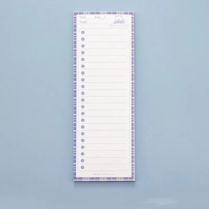 Colourful cartoon-themed plastic student notepad with sticky notes, size 90mm by 248mm.