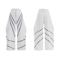 Men's trousers with metal striped rivets and pleated front in polyester fabric