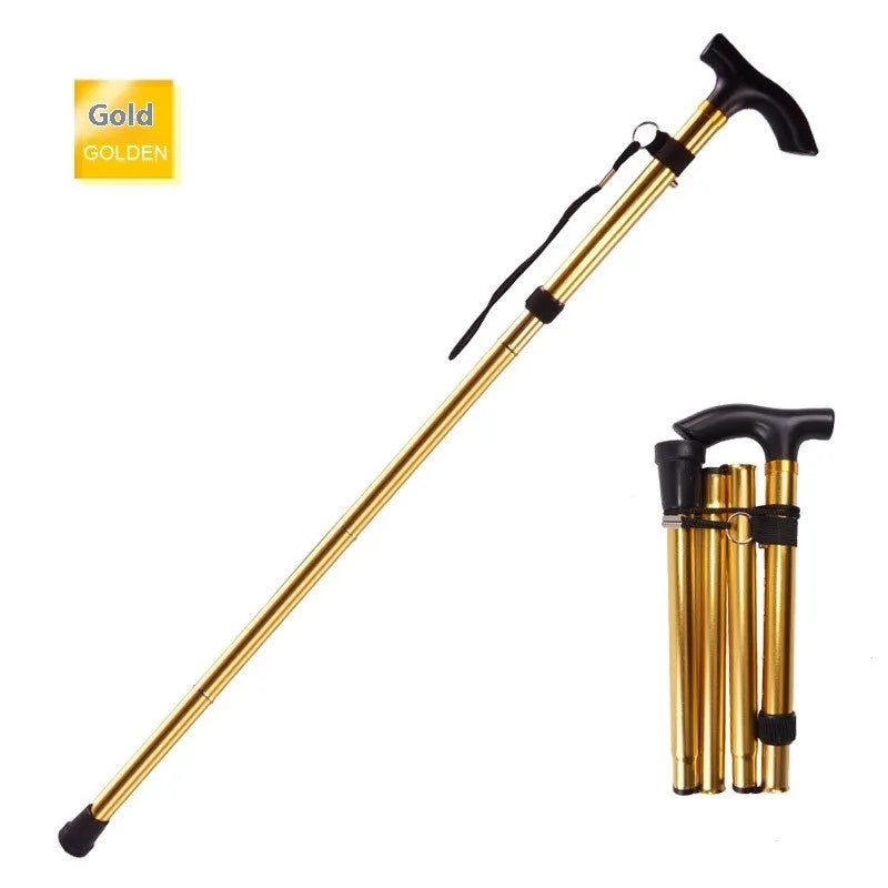 Aluminium alloy folding walking cane extended to show adjustable 85-95cm length
