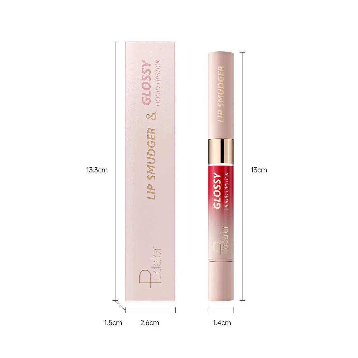 Double-headed lipstick lip gloss showing two matte colour ends with ten shade options from 01 to 10