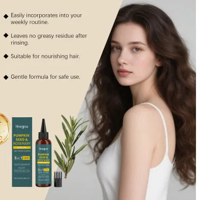 Rosemary hair care essential oil bottle with pointed nozzle and hair comb