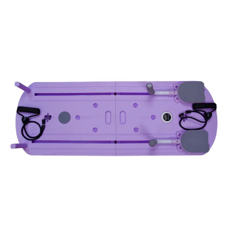 Multi-functional supine board wheel equipment in dark purple and pink for abdominal exercise