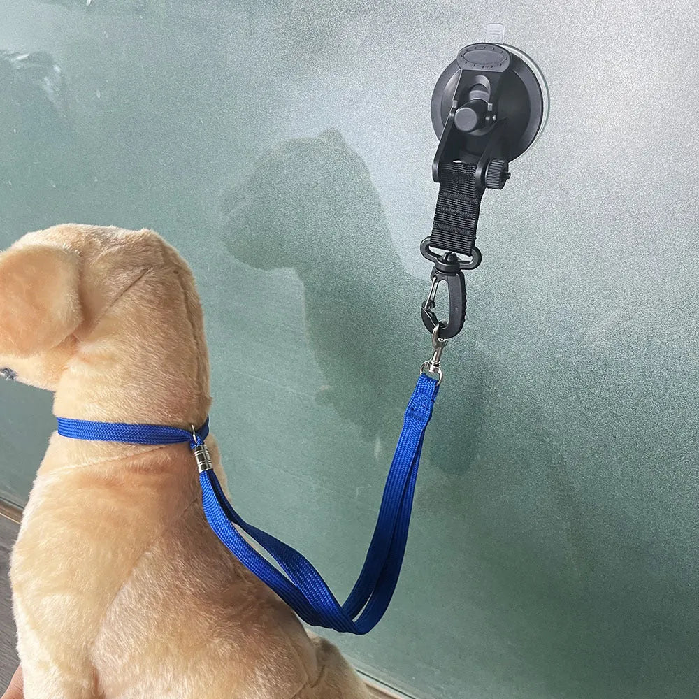Pet bathing restraint kit with suction cups and traction ropes for dog washing