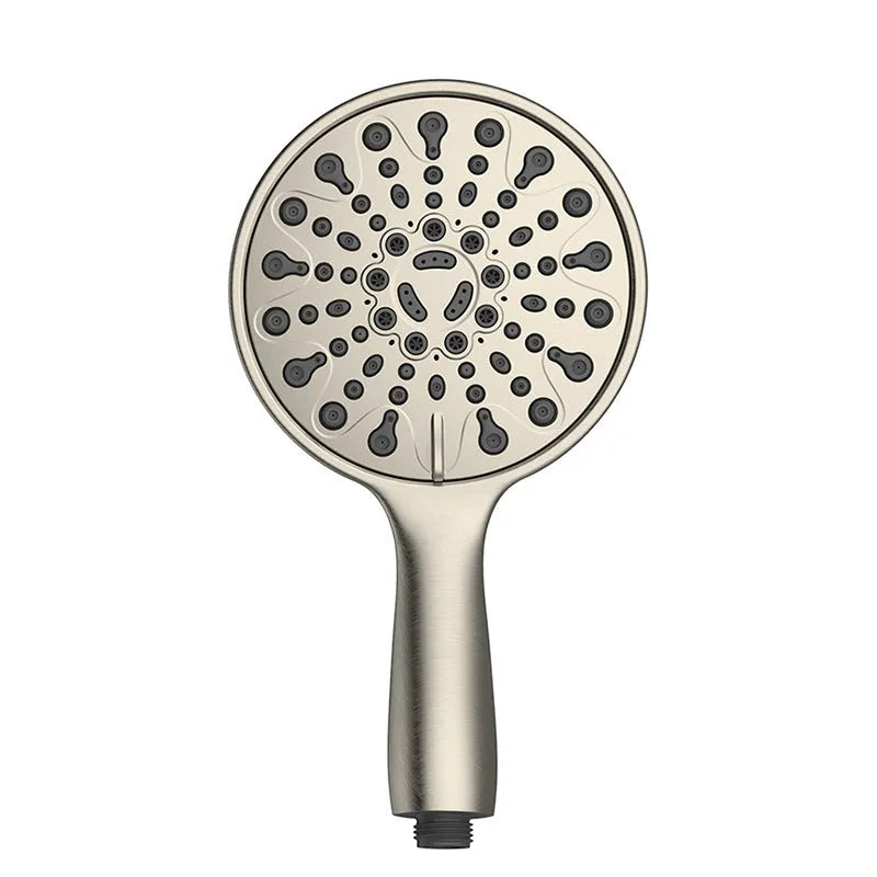 Portable 6-inch handheld shower head with electroplated finish and six-function selector