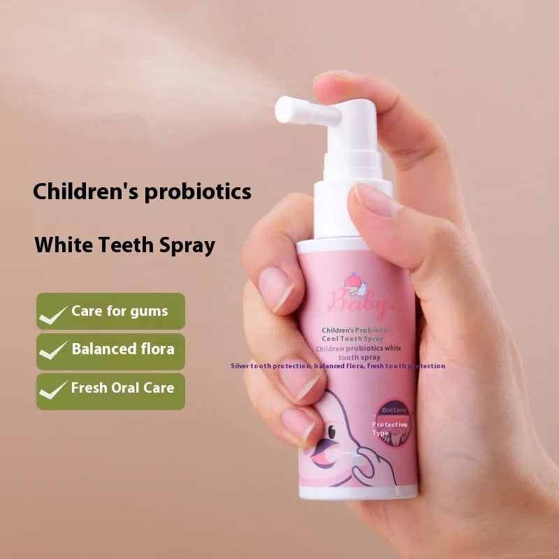Children's probiotics white teeth cleaning spray bottle with anticavity protection