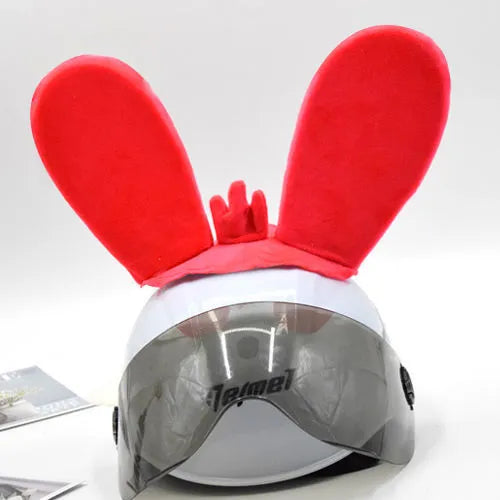 Rabbit-shaped glow ears helmet ornament with Velcro bottom attachment in multiple colour options