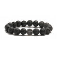 Volcanic rock agate stone bracelet with stainless steel finishing, 10mm stone, 19mm internal diameter