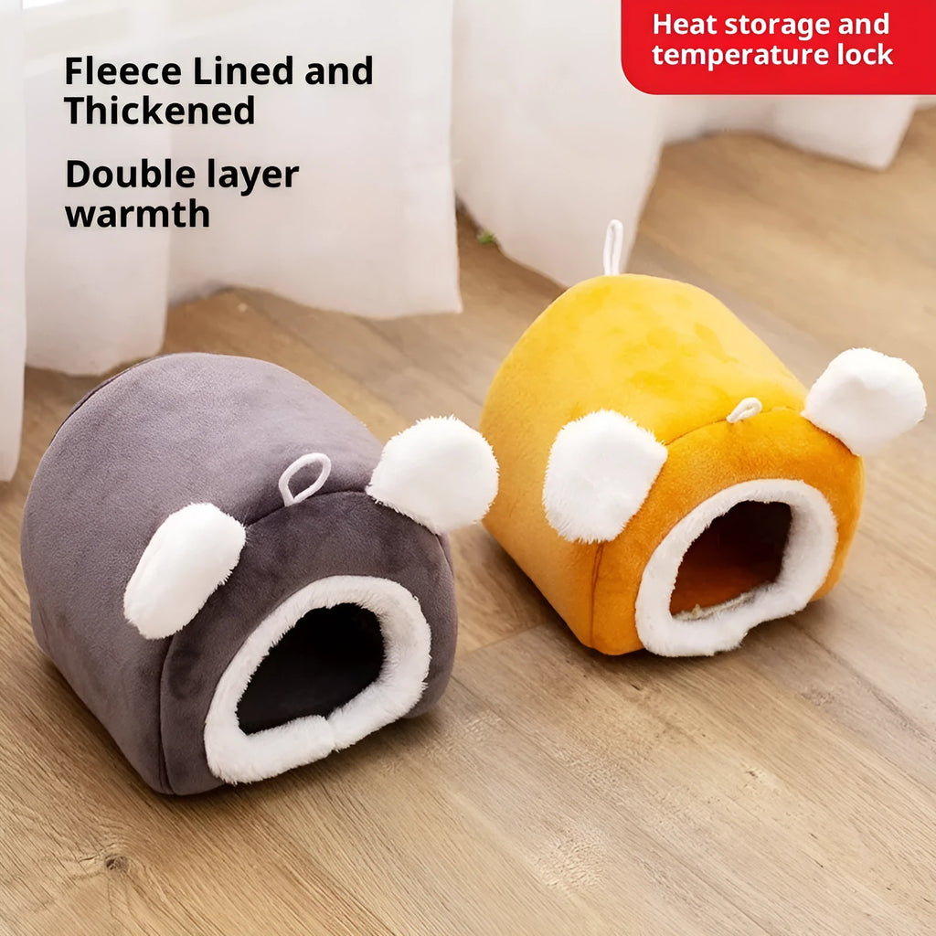 Thick cloth small pet bed in gray colour, enclosed bird-nest shape for hamster, size 15x15x15cm