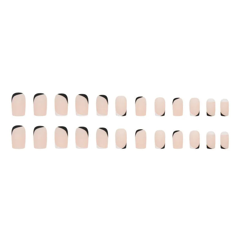 Black and white frosted Mandarin duck colour false nails manicure set