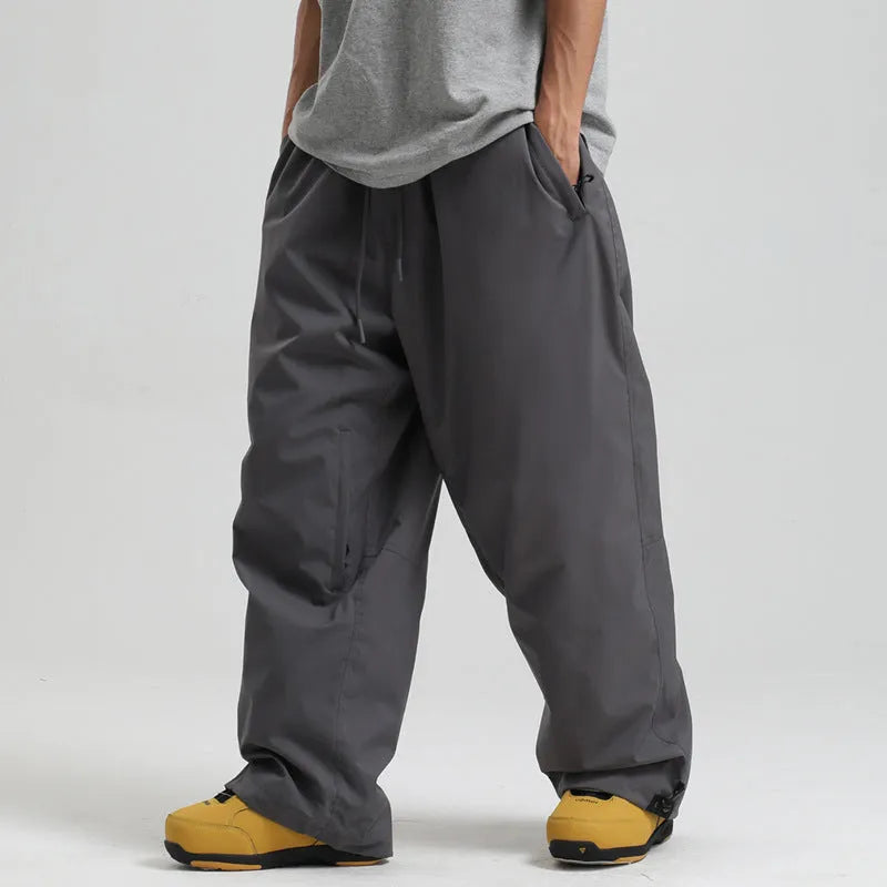 New loose single-board windproof waterproof breathable wide-leg work pants in khaki, neutral fit, polyester fabric