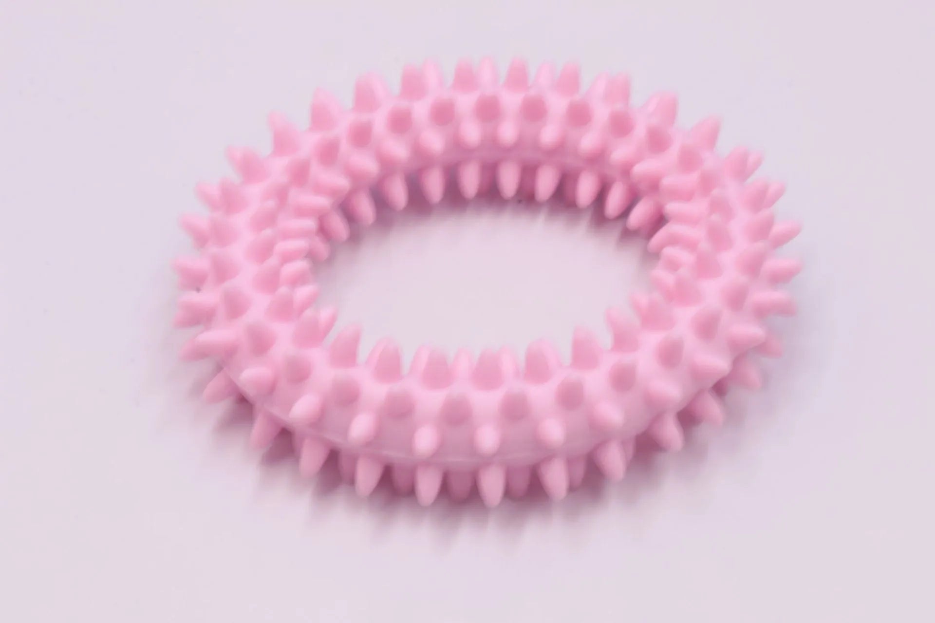 Blue spiky TPR circle ring dog chew toy for dental cleaning and bite training