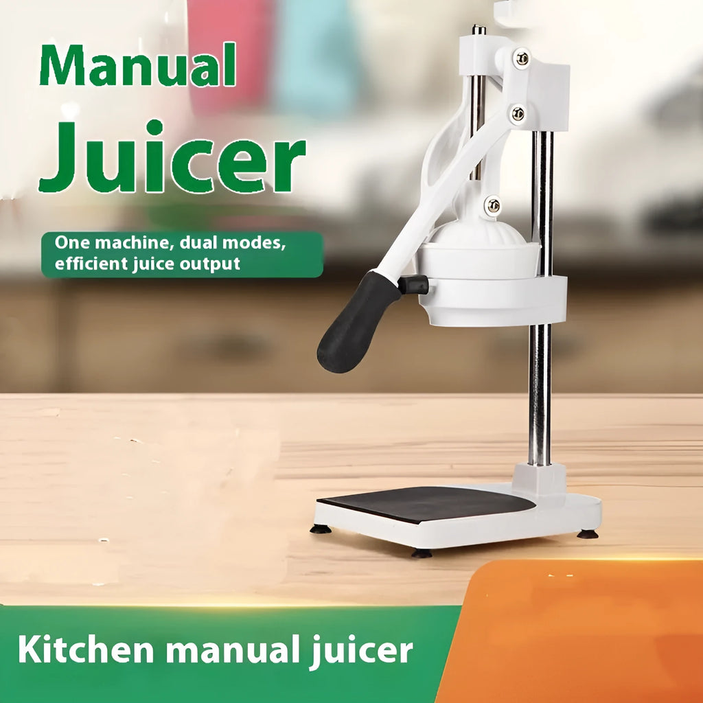 Commercial stainless steel manual citrus juicer with 480cm length on a countertop.