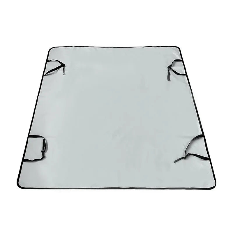 Cloth car pet mat for rear seat protection, shown in a dog bone print design on a grey background.