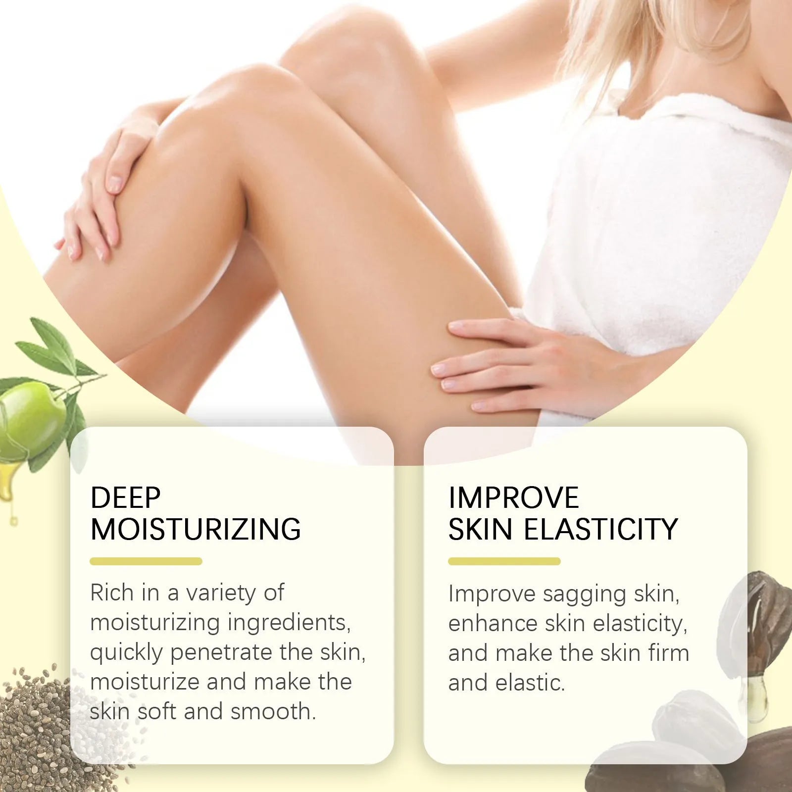 Nourishing and firming body care kit with skincare oil bottle and moisturising cream jar