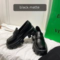 British style wide fit loafers in patent leather with a muffin base heel and rubber sole