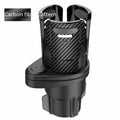 Black ABS plastic car cup holder modification accessory in carbon fibre and matte finish