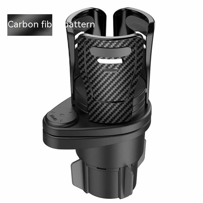 Black ABS plastic car cup holder modification accessory in carbon fibre and matte finish