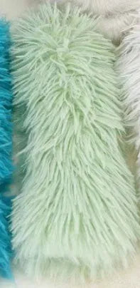 Blue, green, pink, and white plush cat toy pillow measuring 27cm by 10cm.
