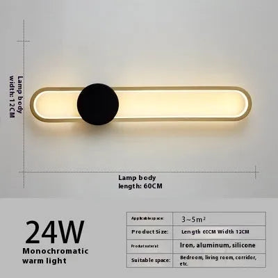 Modern minimalist round wall lamp with iron shade in black or gold finish