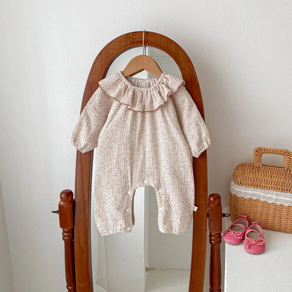 Baby girl cotton long sleeve floral jumpsuit in picture colour, pullover style, suitable for heights 66-90cm