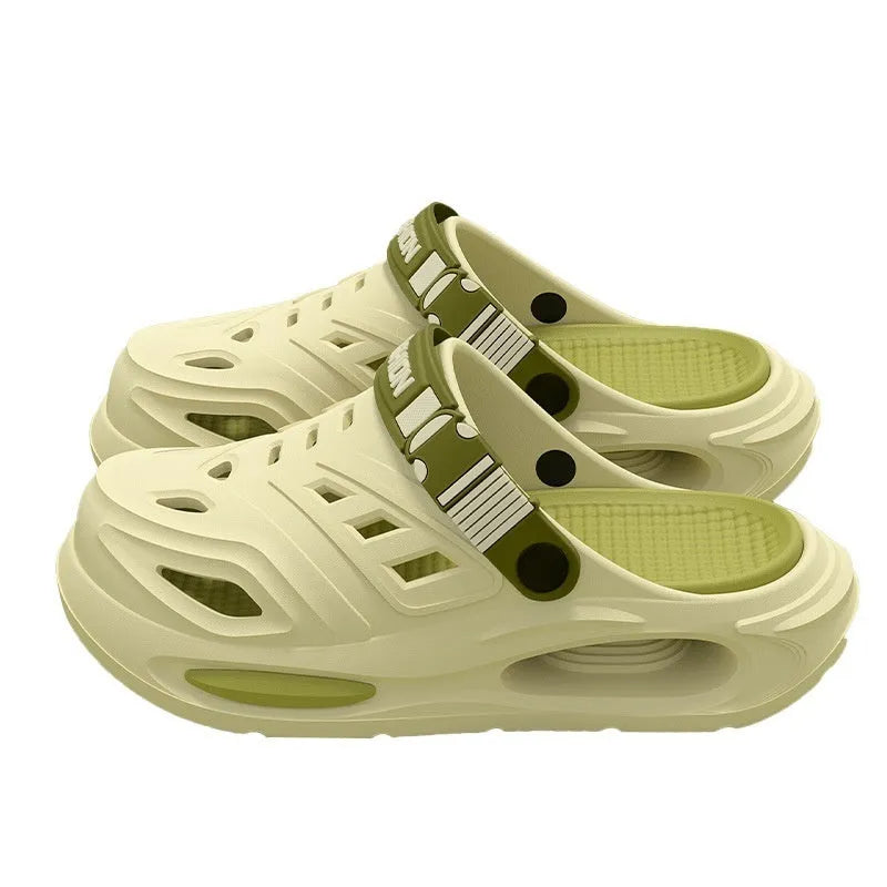 EVA summer outdoor hole slippers in white with non-slip sole and thickened upper