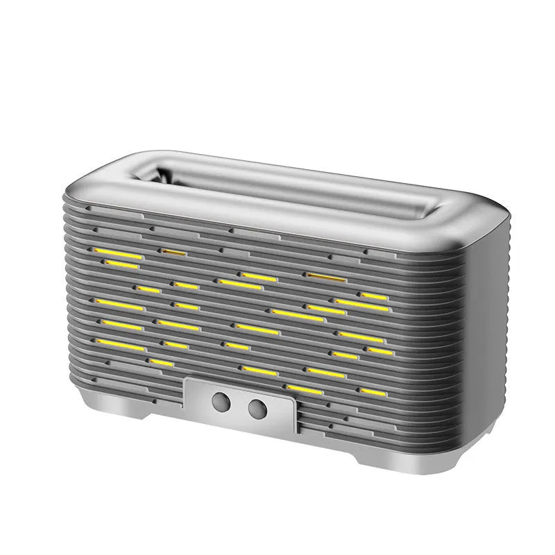 Flame aroma diffuser USB desktop humidifier with double-colour light in gold colour