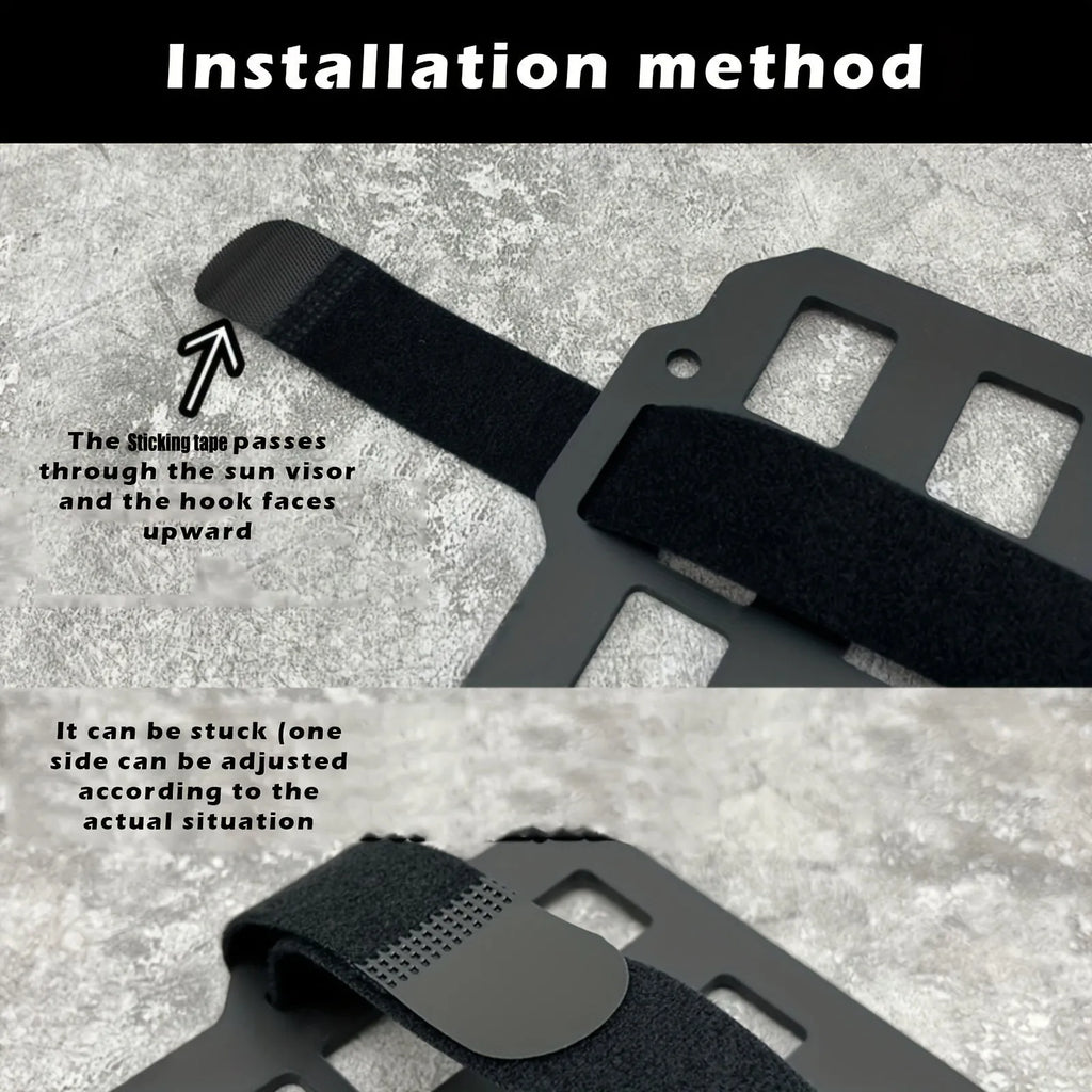 Black rigid PC+ABS MOLLE visor plate for car truck sun visor storage of tactical gear