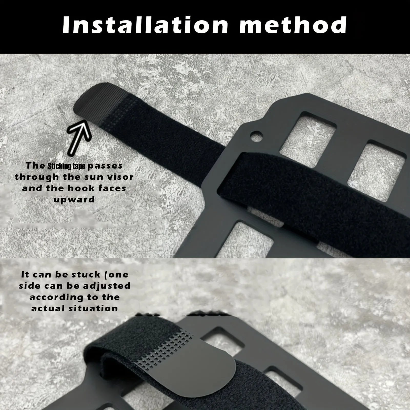 Black rigid PC+ABS MOLLE visor plate for car truck sun visor storage of tactical gear
