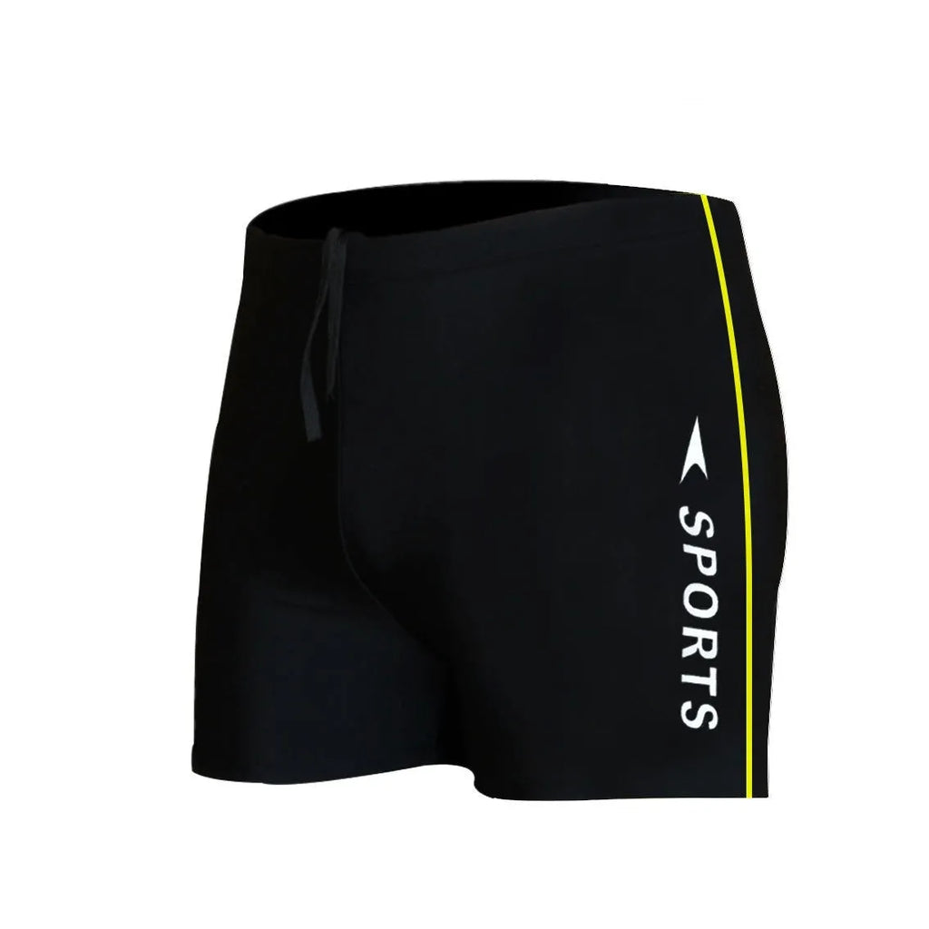 Anti-embarrassment boxers swimsuit for men plus size L XL dark blue polyester polypropylene hot spring swimming trunks